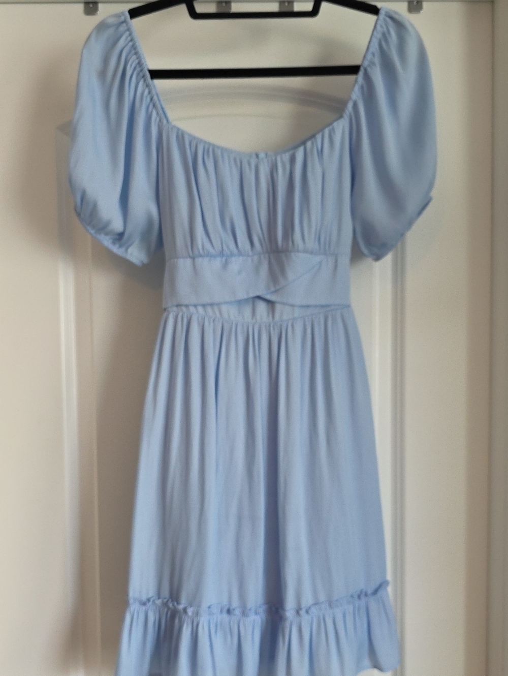 EUC Altar'd State Medium Light Blue Puff-Sleeve Mini Dress